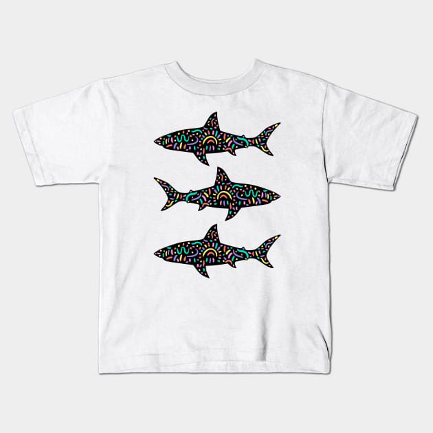 Shiver of sharks Kids T-Shirt by shotsfromthehip